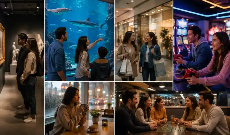 Indoor activities in Houston for families, couples, friends, and solo travelers including museums, aquariums, gaming, and cafés.